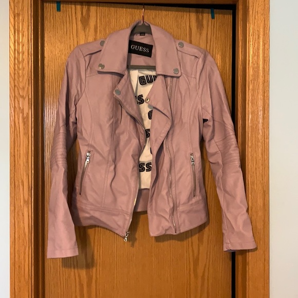 Guess Jackets & Blazers - Guess light purple faux leather moto jacket